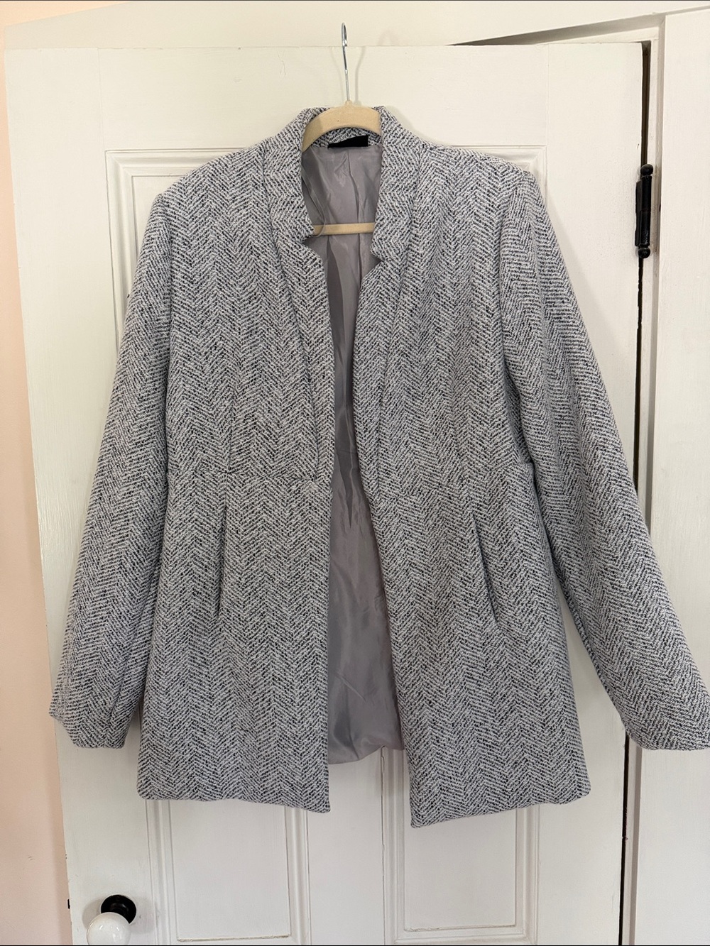 Vici Light Gray Herringbone Pea Coat